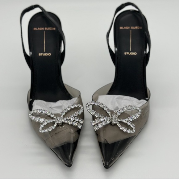 BLACK SUEDE STUDIO monroe black diamond bow heels - Picture 1 of 5